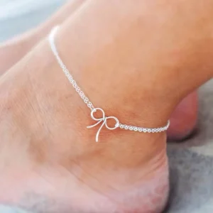RENSINO Classic Alloy Anklet Bowknot Double Chains for Women Party Wedding Engagement