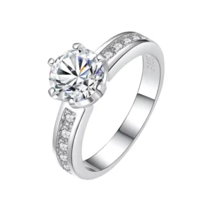 RENSINO Classic Bridal Fine Jewelry Wedding Ring 925 Sterling Silver 1ct VVS Moissanite Rings For Girls