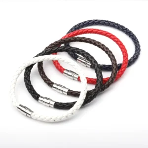 RENSINO Classic Charm Magnetic Leather Cord Braided Bracelet Unisex Charm Bracelets for Children for Wedding Party Gifts