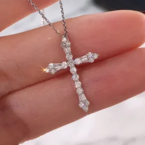 RENSINO Classic Cross Pendant Necklace O Chain Necklace for Women Silver Color Statement Neck Accessories Timeless Style Jewelry