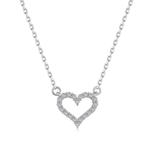 RENSINO Classic Design 925 Sterling Silver Rhodium Rose Gold Plated 5A Cubic Zirconia Love Heart Pendant Jewelry Necklace