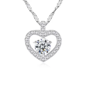 RENSINO Classic Design Collection 925 Sterling Silver Chain Link 5A Cubic Zirconia S925 Heart Shaped Gift Pendant Necklaces