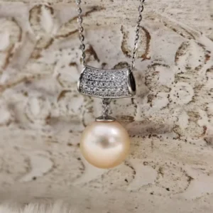 RENSINO Classic Fashion 925 Sterling Silver Pearl Jewelry Natural Real Freshwater White Pearl Pendant Necklace for Women
