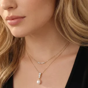 RENSINO Classic Freshwater Pearl with Zirconia Pendant Necklace 925 Silver Chain Jewelry Necklace for Women Factory Direct
