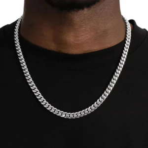 RENSINO Classic Handmade 925 Sterling Silver Cuban Link Chain 8mm Miami Cadenas Cubanas Necklace Gold Plated Hip Hop Wedding Jewelry