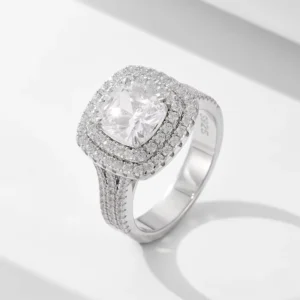 RENSINO Classic Luxury Silver Ring 925 Silver Jewellery Micro-Inlaid Zircon Full Diamond Wedding Rings Jewelry Women