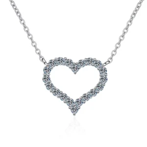 RENSINO Classic Moissanite Pendant 0.3-2CT 925 Sterling Silver Heart Shape Necklace