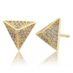 RENSINO Classic Pyramid Style Silver Stud Women Zircon Stud Personalized Jewelry Ear Studs