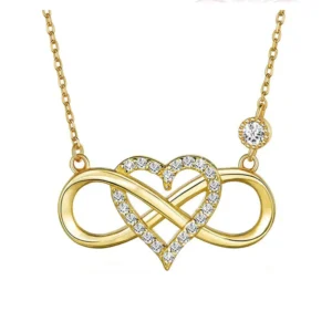 RENSINO Classic S925 Sterling Silver Zircon Heart Necklace with Infinite Love Collarbone Chain