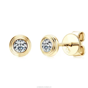 RENSINO Classic Simple Style 925 Sterling Silver 3mm Round D Color VVS1 Moissanite Fashion Earrings for Women Round Studs