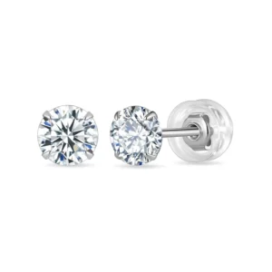 RENSINO Classic Style Four-Prong Luxury Round Earring Moissanite Fine Jewelry Vvs 925 Sterling Silver Certified GRA Stud For Men Women