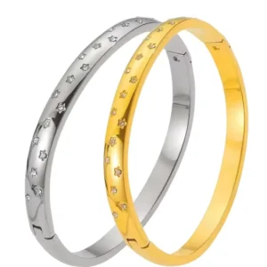 RENSINO Classic Style Plated Stainless Steel Cubic Zirconia Pendant Bracelet Wedding Party Gift for Men and Women Adults