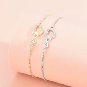 RENSINO Classic Trendy Silver Plated Zircon Infinity Love Heart Charm Bracelet Customizable Fashion Jewelry for Women