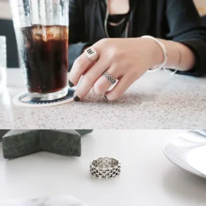RENSINO Classic Vintage Sterling Silver Women’s Ring Geometric Shape Jewelry Open Finger Worn and Durable