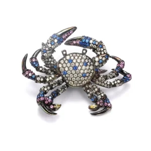 RENSINO Classical Mini Zircon Crab Brooch Jewelry 925 Sterling Silver Small Animal Pins Brooches