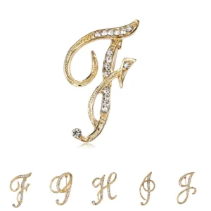 RENSINO Clear Crystal Rhinestones Initial Brooch Pins Women’s Wedding Decor Jewelry Accessories Alloy for Gifts Crafts Plating