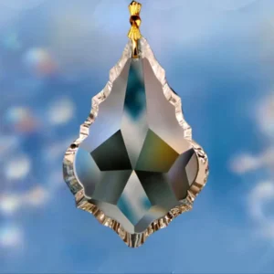 RENSINO Clear French Cut Pendant Baroque Leaf Crystal Pendalogue Feng Shui Crystal Chandelier Parts