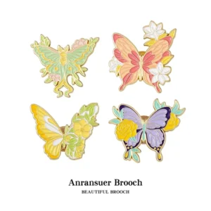 RENSINO Colorful Butterfly Alloy Brooch Women’s Design Sense Niche Ins Style Silver Gold Plated Badge Pin Suit Decorations New