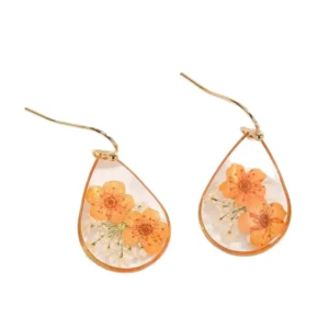 RENSINO Colorful Forget Me Not Real Flower Earrings Floral Resin Coated Ethereal Earrings Genuine Flower Earrings