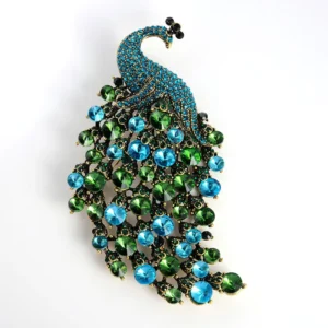 RENSINO Colorful Rhinestone Peacock Brooch Pin Fashionable Animal Design Glass Jewelry For Women For Parties Weddings Gifts Children