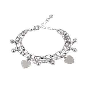RENSINO Couple Bracelet Double layer Peach Heart Vintage Court Bracelet Girly Heart Love Temperament Hand Jewelry
