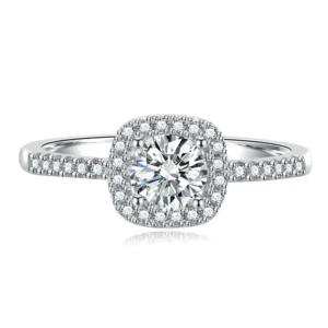RENSINO Couple Engagement Gift S925 Sterling Silver 2 Carat VVS1 Moissanite Wedding Engagement Ring