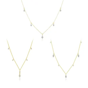 RENSINO Crafted 925 Sterling Silver 18 K Gold Plated Fashion Jewelry Geometric Zircon Charms Pendant Necklace for Women