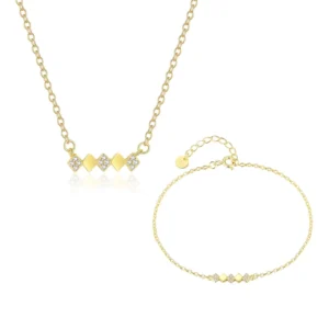 RENSINO Crafted Fashion Jewelry Sets 925 Sterling Silver Rhomb Geometric Zircon Pendant Necklace Bracelets for Women