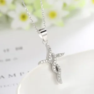 RENSINO Creative Design 925 Sterling Silver Gold Plated 3A Cubic Zirconia Nickel Free Fancy Cross Pendant
