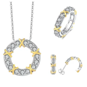 RENSINO Cross-Border Exclusive S925 Sterling Silver Moissanite Jewelry Set with Cable Chain 4-Prong Pendant Women’s Ornament