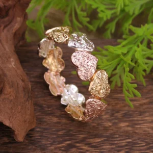 RENSINO Cross Border New Silver Rose Gold Heart Elastic Alloy Bracelet Creative Exaggerated Women’s High End Heart Shaped Heidi La