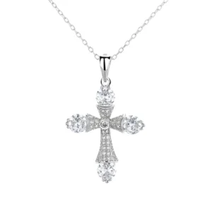 RENSINO Cross Design Fashion 925 Jewelry Sterling Silver Necklace for Women