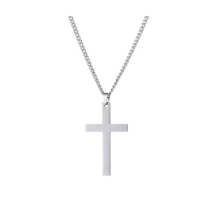 RENSINO Cross Pendant Charm Jewelry Stainless Steel Silver Hip Hop Cross Pendant Necklace for Men