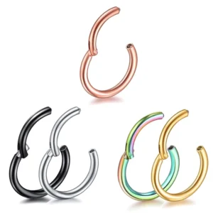 RENSINO Cross-border Stainless Steel Hinged Interface Ring Nose Ring Lip Ring Nasal Septum Simple Classic Body Piercing Jewelry