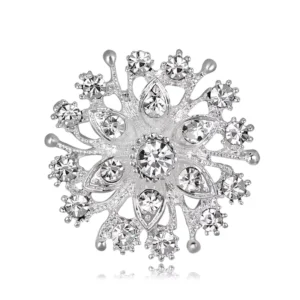 RENSINO Crystal Rhinestone Breast Flower High Quality Snowflake Rhinestone Brooch Women’s Party Jewelry Glass Breast Flower