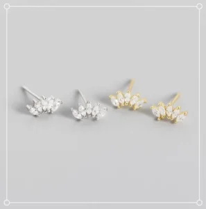 RENSINO Crystal Stone Earrings Sterling Silver 925 Jewellery Earring Zircon Stud Earrings As Women Fashion Jewelry Gift