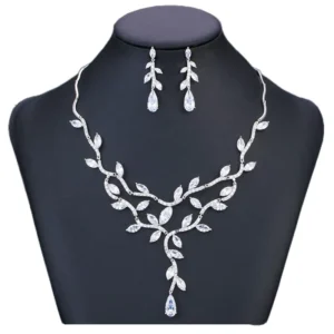 RENSINO Crystal White Fashion Elegant Light Luxury Jewelry Set for Women Filled with Exquisite Zirconium Slightly Inlaid Copper