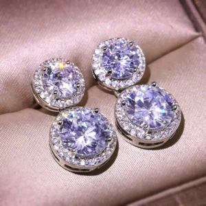 RENSINO Crystal Zircon Stone Silver Plated Earring Girls Fashion Jewelry Cubic Zirconia Wedding Earrings for Women