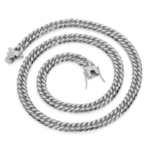 RENSINO Cuban Link Chain Chokers Basic Punk Stainless Steel for Men Women Vintage Black Gold Tone Solid Mozambique Diamond Necklace