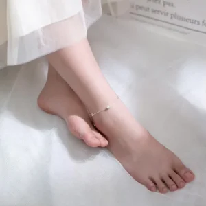 RENSINO Cubic Zircon Geometric Shape Anklet 925 Sterling Silver Anklets Bracelets Fashion Jewelry for Women
