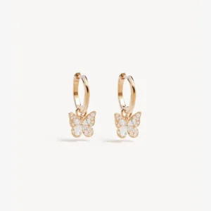 RENSINO Cubic Zirconia Butterfly Hoop Earrings Fashion Designer Earrings Women Luxury High Quality S925 Pure Silver Zircon Earrings
