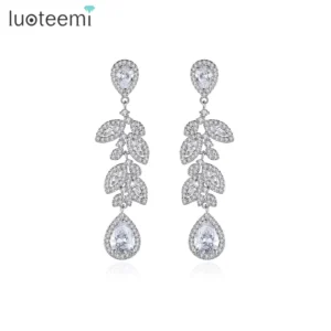 RENSINO Cubic Zirconia Zircon Drop Earrings for Women Statement Fashion Bridal Earrings