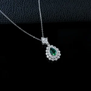 RENSINO Cultivated Emerald S925 Silver Distinctive Colored Gemstone Drop Earrings Blade Chains Real Gold Plating