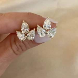 RENSINO Custom 14K 18K Gold 925 Silver Lab Created Brilliant Cut Filled Diamond Earrings 0.5ct-5ct IGI Certified Vvs Pear Earring Studs
