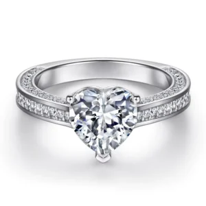 RENSINO Custom 18K Gold Plated Jewelry 925 Sterling Silver Wedding Ring Zircon or Moissanite 9X9MM Sterling Silver Heart Engagement Ring