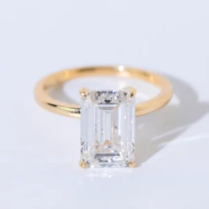 RENSINO Custom 3CT Vvs Lab Grown Diamond Engagement Rings for Women Yellow Gold 925 Silver Diamond Engagement Ring Jewelry