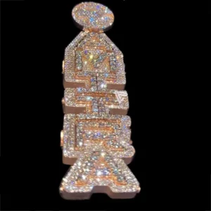 RENSINO Custom 3D Two Tone Iced Out VVS Moissanite Name Pendant Hip Hop Men’s Rapper Fine Jewelry Charm