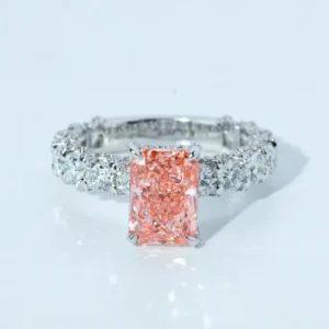 RENSINO Custom 4CT Vvs Pink Lab Grown Diamond Engagement Ring for Women 925 Sterling Silver
