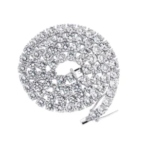 RENSINO Custom 4mm Tennis Chain 925 Sterling Silver Link Chain Hip Hop Jewelry Necklace Iced Out CZ Diamond