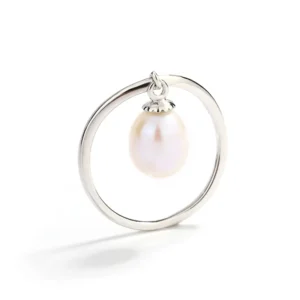 RENSINO Custom 7-7.5mm Personalized Simple Dainty 925 Sterling Silver Casual Engagement Natural Freshwater Pearl Rings